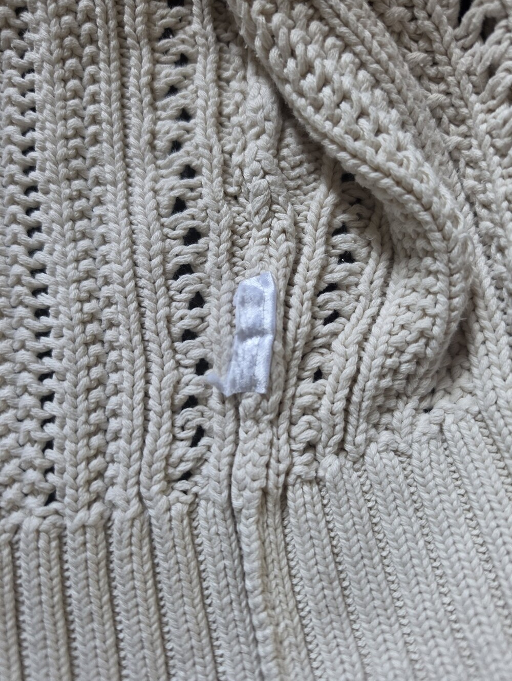 Gap Womens Cardigan Sweater Cream Cropped Pointelle Cable Knit V-Neck Medium - Picture 9 of 9